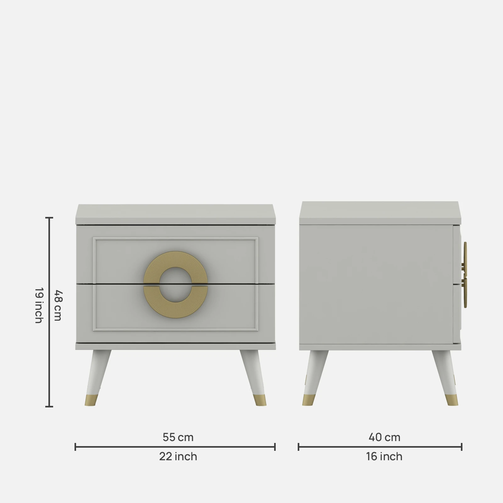 Akira Bedside Table - Pumik Grey